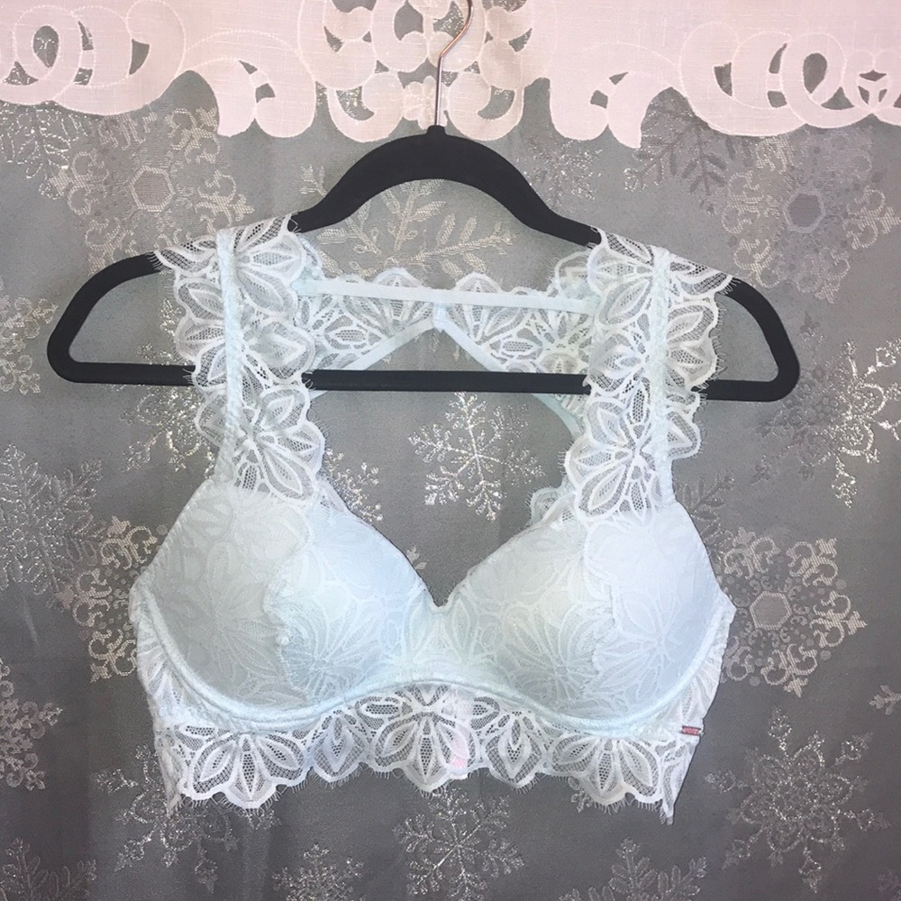 Powder Blue Lace Bralette, Padded